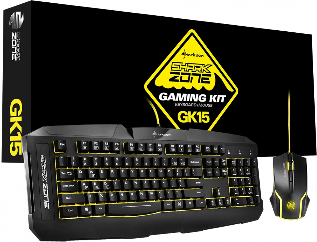Клавиатура Sharkoon SharkZone Desktop GK15, Гейминг, Подсветка, 3200dpi, Черенна ниска цена с бърза доставка - BestPC.BG
