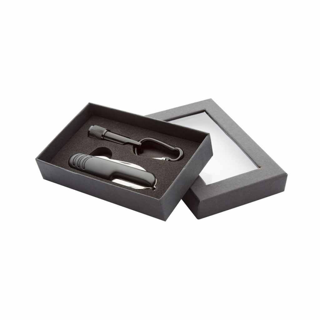 Продукт Sufli Комплект нож и фенерче с карабинер, чернина ниска цена с бърза доставка - BestPC.BG