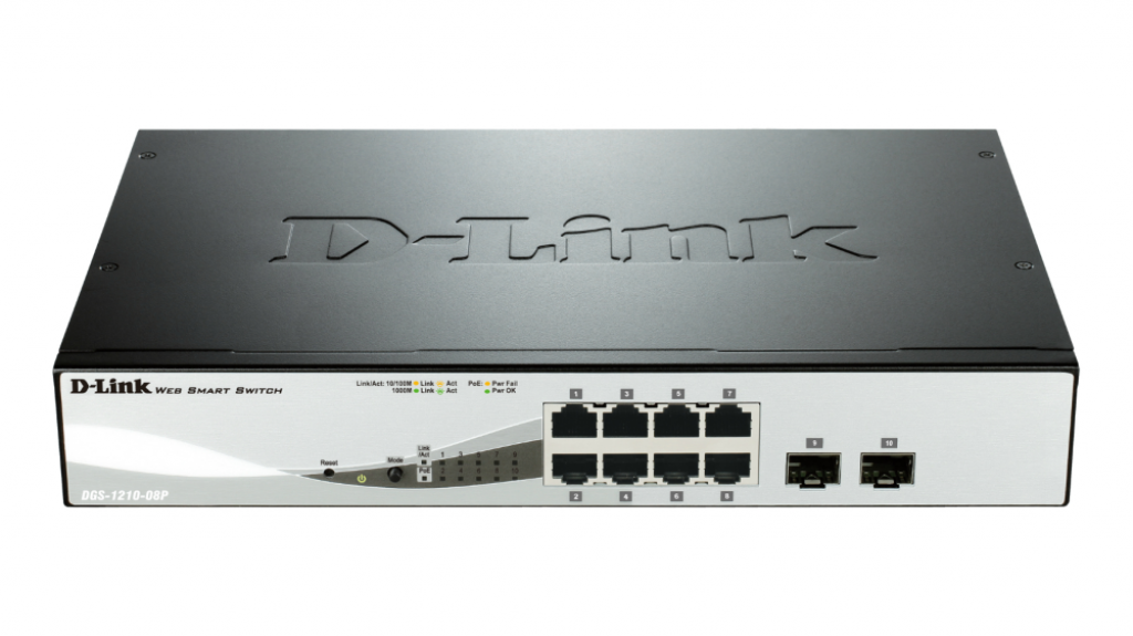 Комутатор/Суич Комутатор D-Link 8-Port Gigabit PoE Smart Switch with 2 SFP ports DGS-1210-08Pна ниска цена с бърза доставка - BestPC.BG