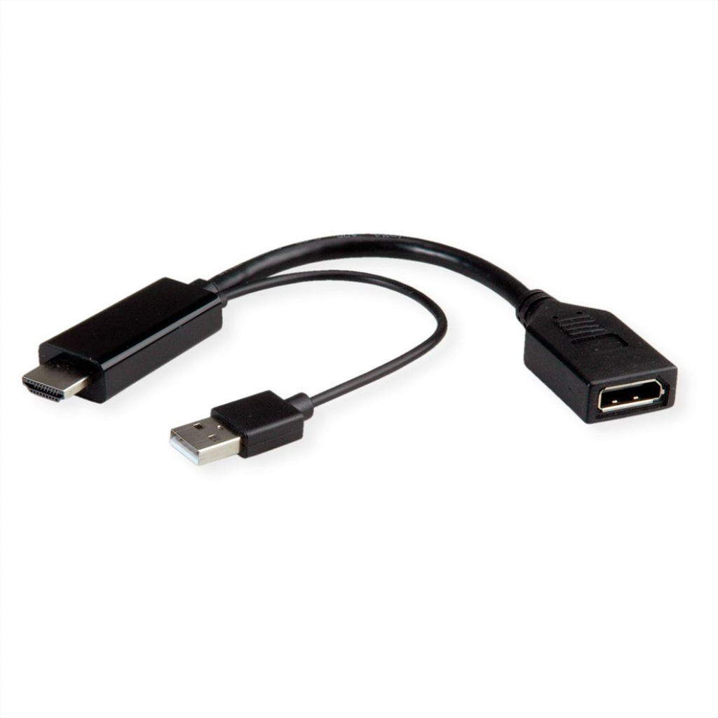 ROLINE 12.03.3147 :: 4K HDMI към DisplayPort v1.2 адаптер, активен, M-Fна ниска цена с бърза доставка - BestPC.BG
