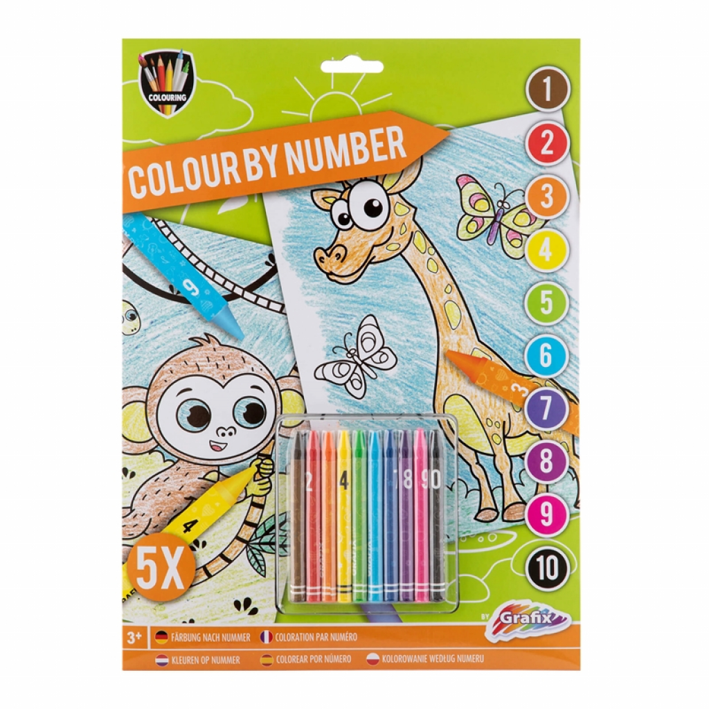 Moxy Комплект рисуване по номера Животни, А4, 5 листа, с включени пастелина ниска цена с бърза доставка - BestPC.BG