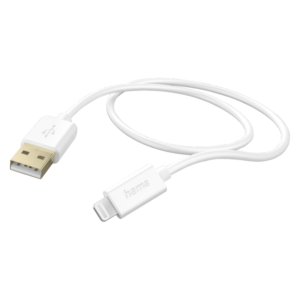 Кабел за  зареждане HAMA, USB-А - Lighntning, Apple iPhone, 1.5м, Бялна ниска цена с бърза доставка - BestPC.BG