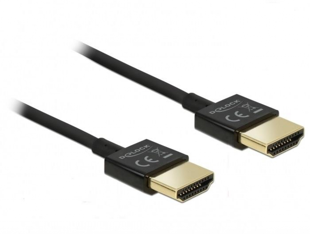 Кабел Delock HDMI-A мъжко - HDMI-A мъжко, Ethernet, 3D, 4K, 0.25 м, Черенна ниска цена с бърза доставка - BestPC.BG
