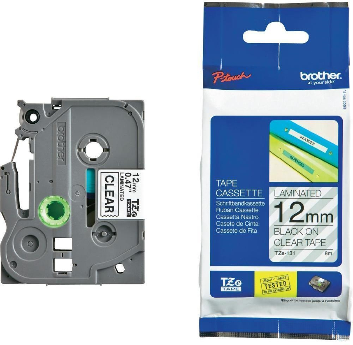 Касета за етикетен принтер Brother TZe-131 Tape Black on Clear Laminated 12mm Eco TZE131на ниска цена с бърза доставка - BestPC.BG