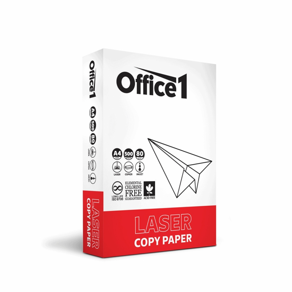 Office 1 Копирна хартия Laser Copy, A4, 80 g-m2, 500 листана ниска цена с бърза доставка - BestPC.BG