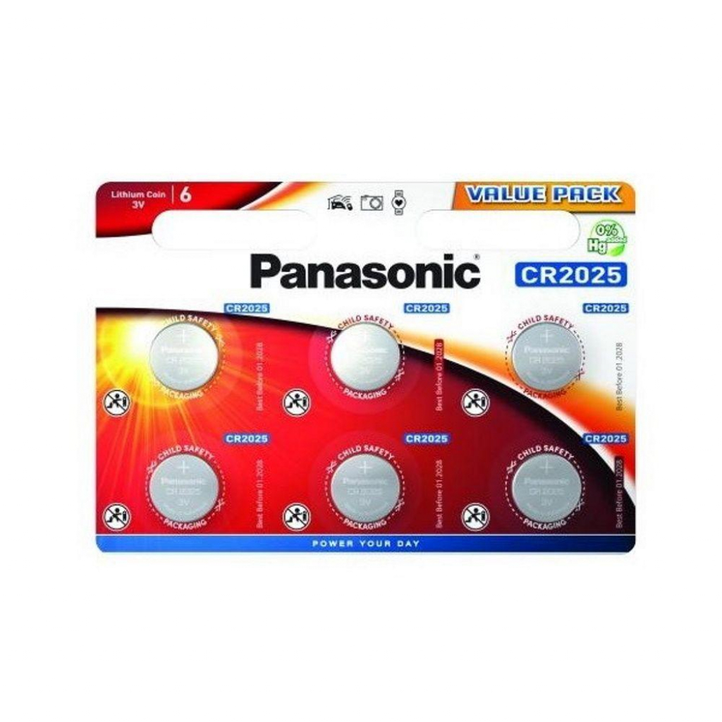 Бутонна литиева батерия PANASONIC CR2025, 3V, 220mAh, 6 бр в блистерна ниска цена с бърза доставка - BestPC.BG