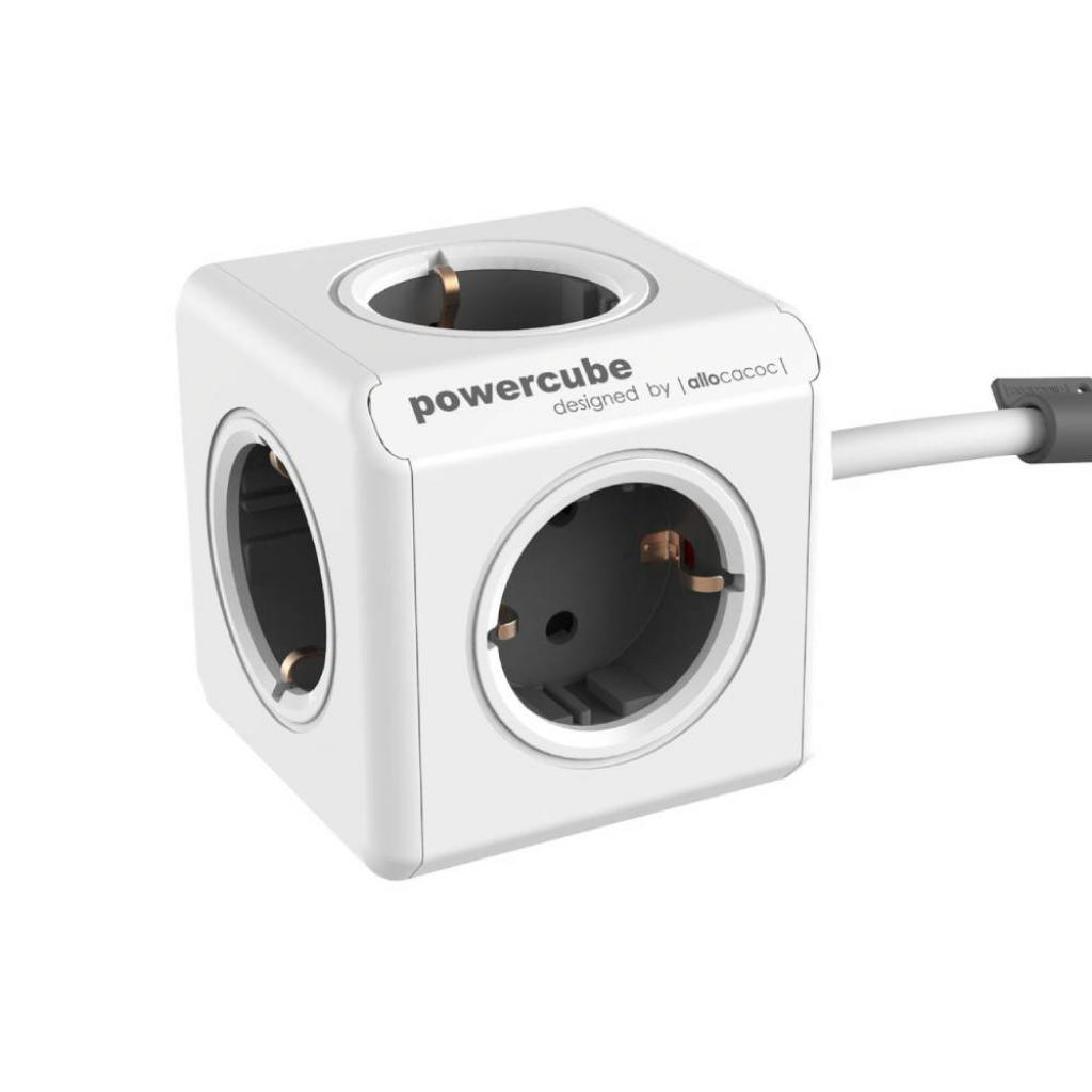 Контакт Allocacoc PowerCube Extended 1300GY разклонител, 5 гнезда, 1.5м кабел, сивна ниска цена с бърза доставка - BestPC.BG