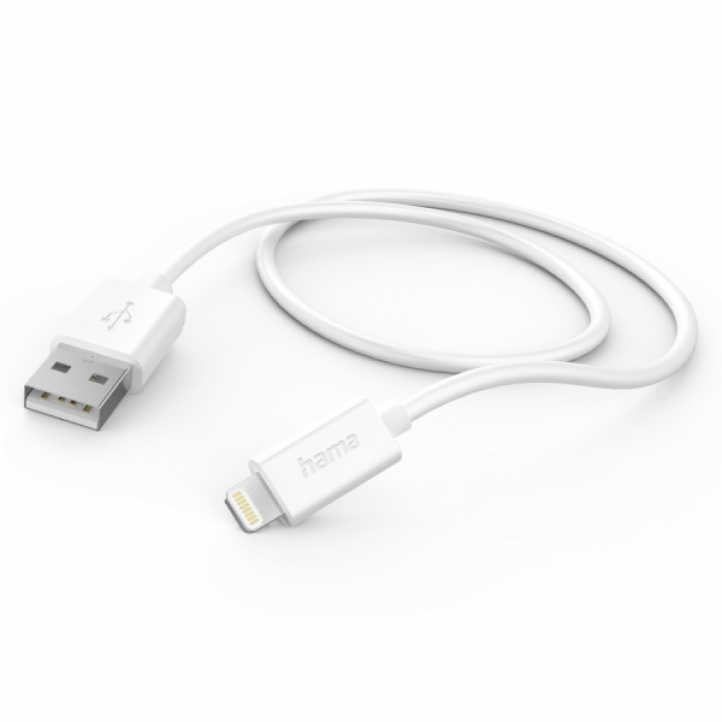 Кабел USB-A - Lightning, Apple iPhone,1.0м,бялна ниска цена с бърза доставка - BestPC.BG