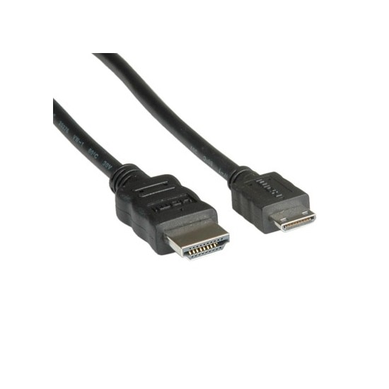 Roline HDMI кабел, HDMI Type-A - HDMI Type C-mini, 2 м, черенна ниска цена с бърза доставка - BestPC.BG