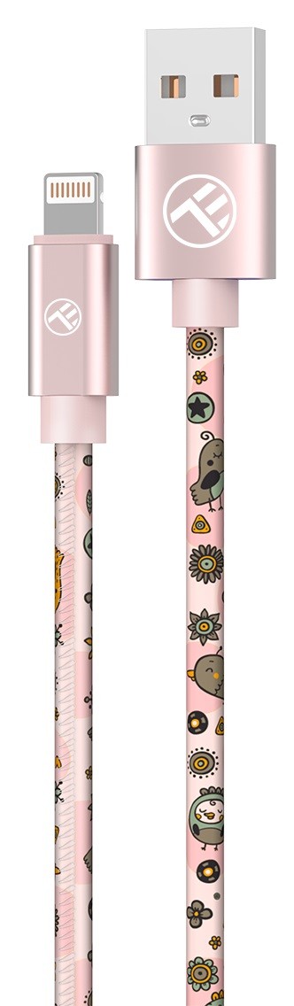 Tellur Graffiti кабел за данни, USB-A - Lightning, 3A, 1 м, розовна ниска цена с бърза доставка - BestPC.BG