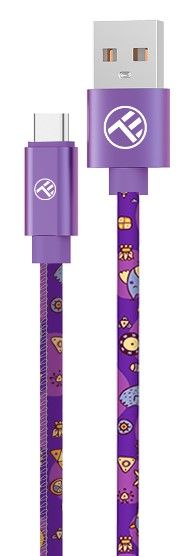 Tellur Graffiti кабел за данни, USB-A - USB-C, 3A, 1 м, лилавна ниска цена с бърза доставка - BestPC.BG