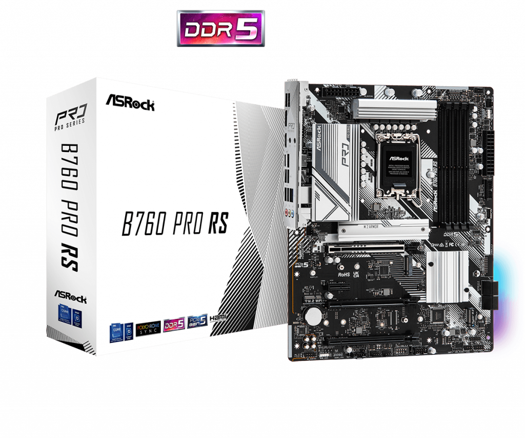 Дънна платка ASRock B760 Pro RS, LGA1700, 4xDDR5, 4800MNz. ATXна ниска цена с бърза доставка - BestPC.BG