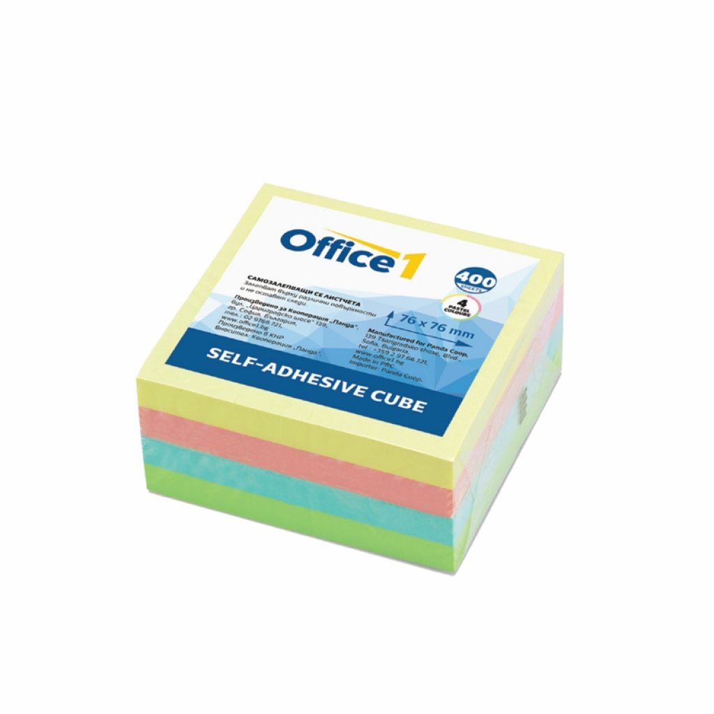 Самозалепващи листчета, 76 x 76 mm, пастелни, 4 цвята, 400 листана ниска цена с бърза доставка - BestPC.BG