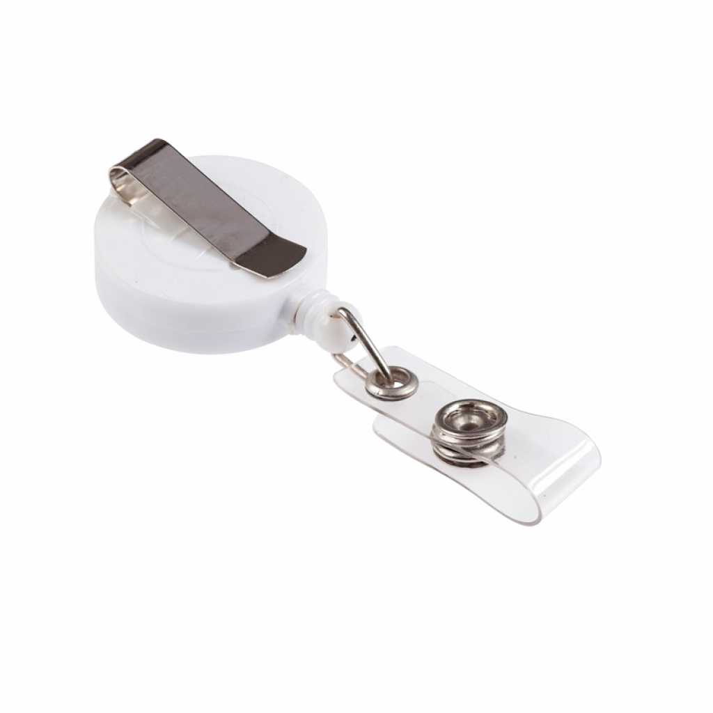 Ретрактор, ролетен държач за бадж, с клипс, кръгъл, бял, 5 броя в опаковкана ниска цена с бърза доставка - BestPC.BG