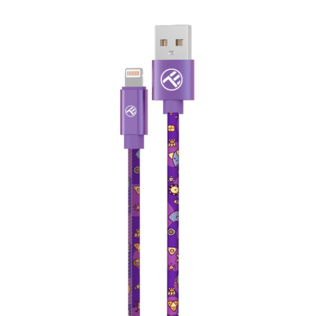 Tellur Graffiti кабел за данни, USB-A - Lightning, 3A, 1 м, лилавна ниска цена с бърза доставка - BestPC.BG