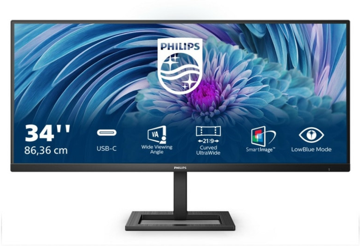 Монитор Philips 346E2LAE-00 34", 3440 x 1440, VA, матов, 2x 3W, HDMI, DP, 4x USBна ниска цена с бърза доставка - BestPC.BG
