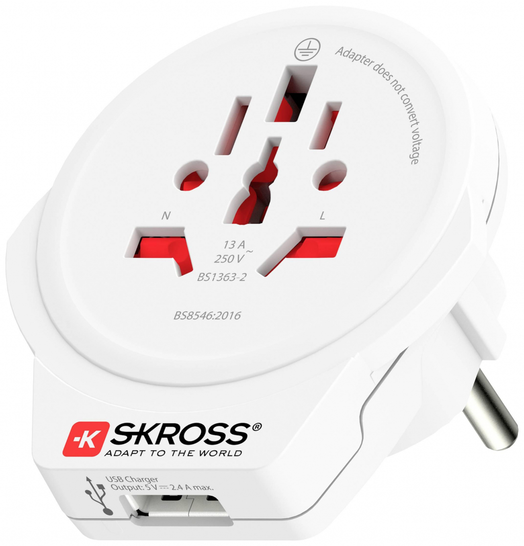Продукт Адаптер SKROSS World to Europe 1500266, USB, Бялна ниска цена с бърза доставка - BestPC.BG