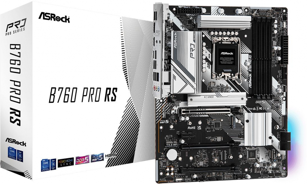 Дънна платка ASROCK B760 Pro RS, LGA1700, 4xDDR5, ATXна ниска цена с бърза доставка - BestPC.BG