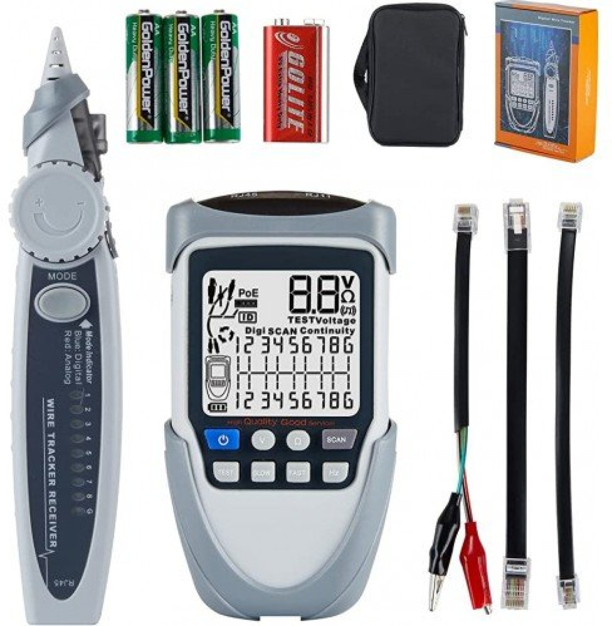 Инструмент/Тестер Дигитален кабелен тестер/тракер с дисплей RJ45, RJ11 POEна ниска цена с бърза доставка - BestPC.BG