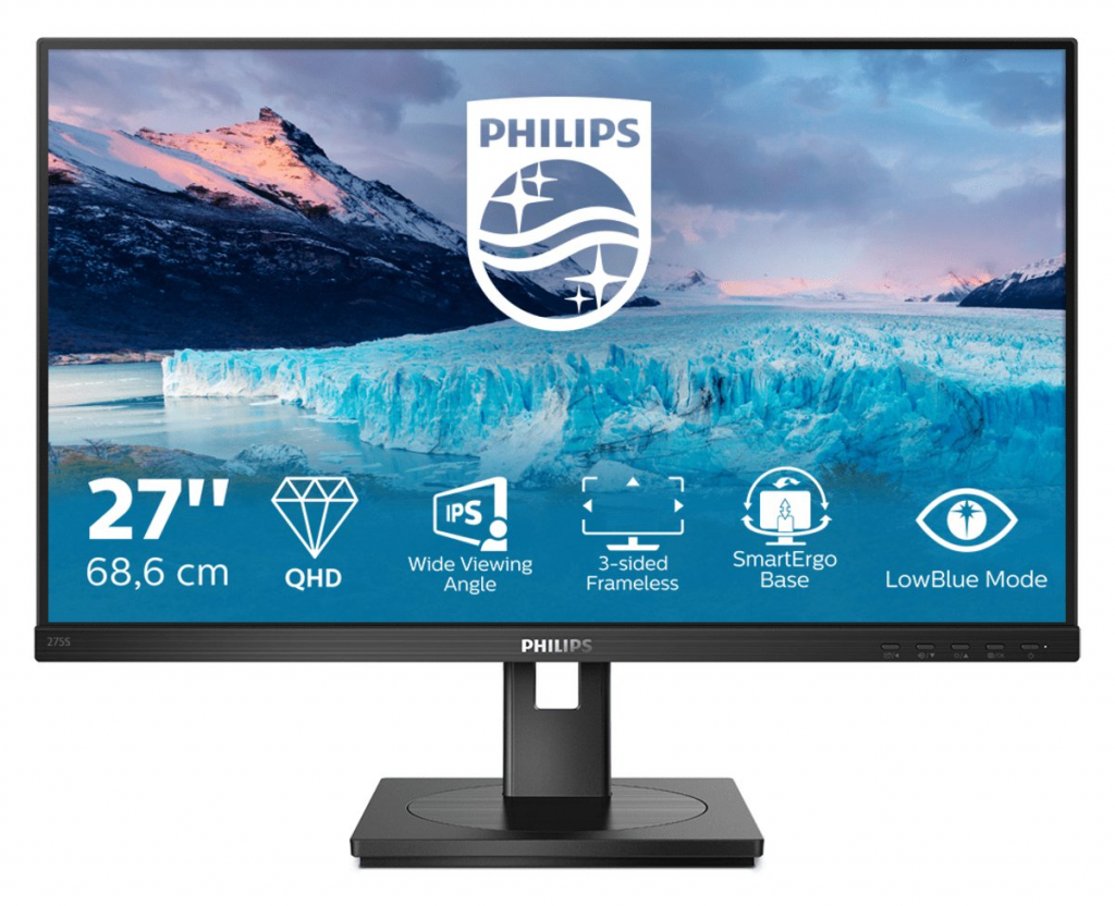 Монитор Philips 275S1AE, 27" 2560 x 1440, IPS, 75Hz, 4ms, 300cd/m2, HDMI, DP, Speakersна ниска цена с бърза доставка - BestPC.BG