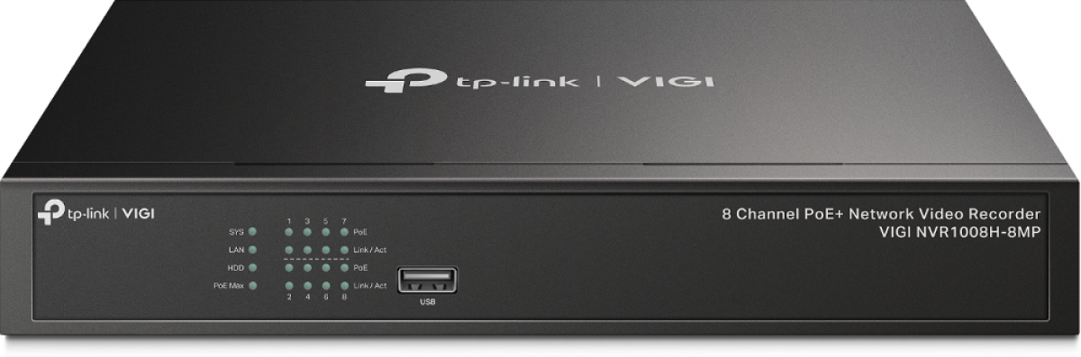 Видеорекордер Мрежови видео рекордер TP-Link VIGI NVR1008H-8MP 8-канален PoE+на ниска цена с бърза доставка - BestPC.BG