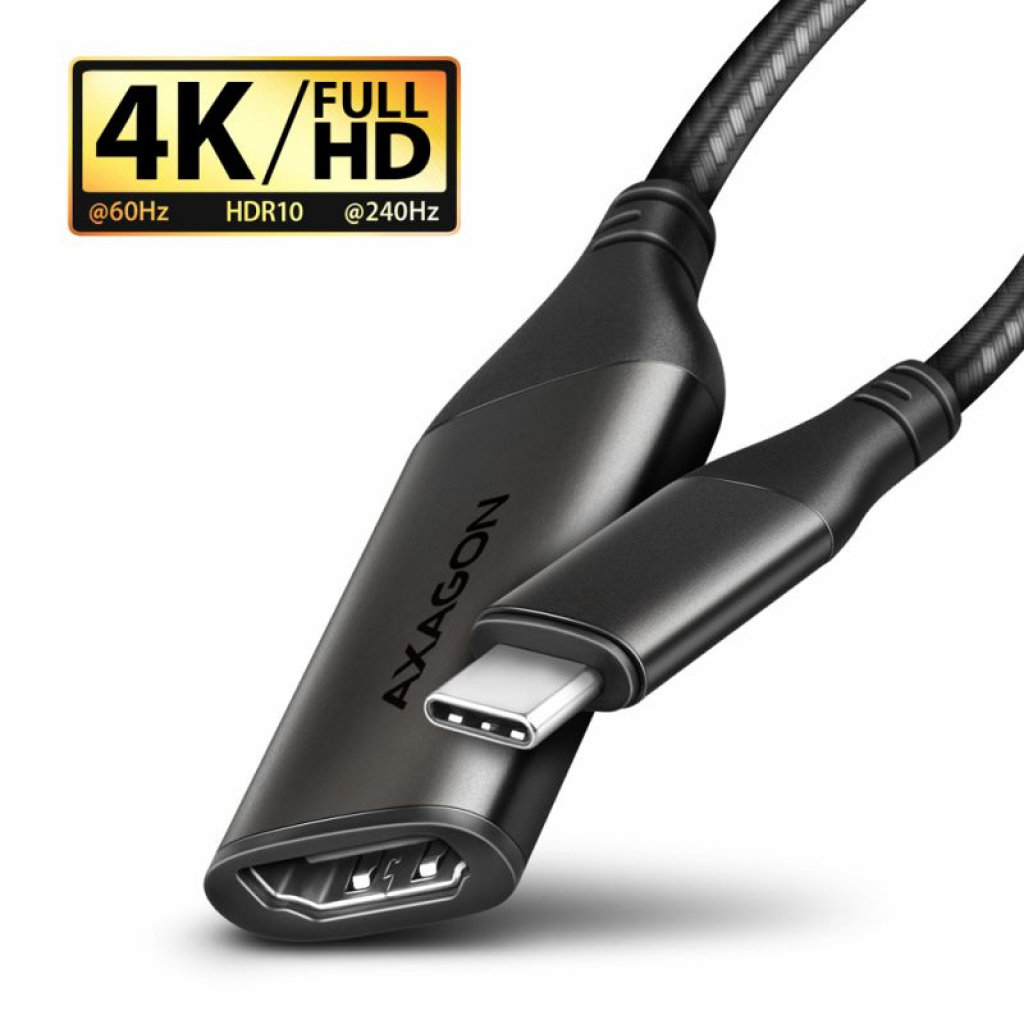 Кабел/адаптер AXAGON RVC-HI2M USB-C -- HDMI 2.0 adapter 4K-60Hz Aluminum, 25cmна ниска цена с бърза доставка - BestPC.BG