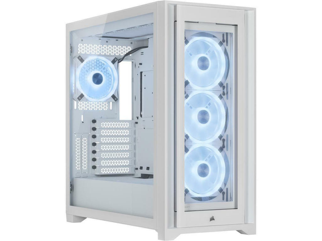 Кутия Corsair iCUE 5000X RGB QL Edition, RGB, Бялна ниска цена с бърза доставка - BestPC.BG