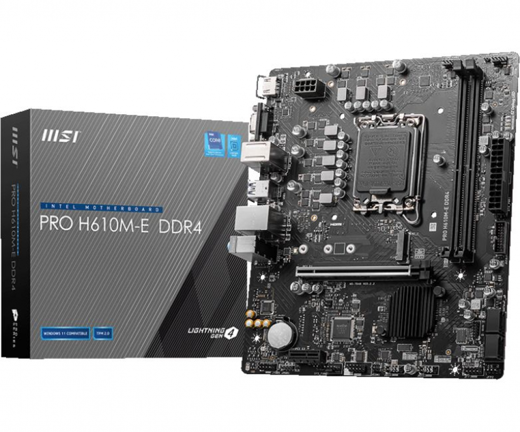 Дънна платка MSI PRO H610M-E DDR4, LGA 1700, 2x DDR4, 3200 MHz, Micro ATXна ниска цена с бърза доставка - BestPC.BG