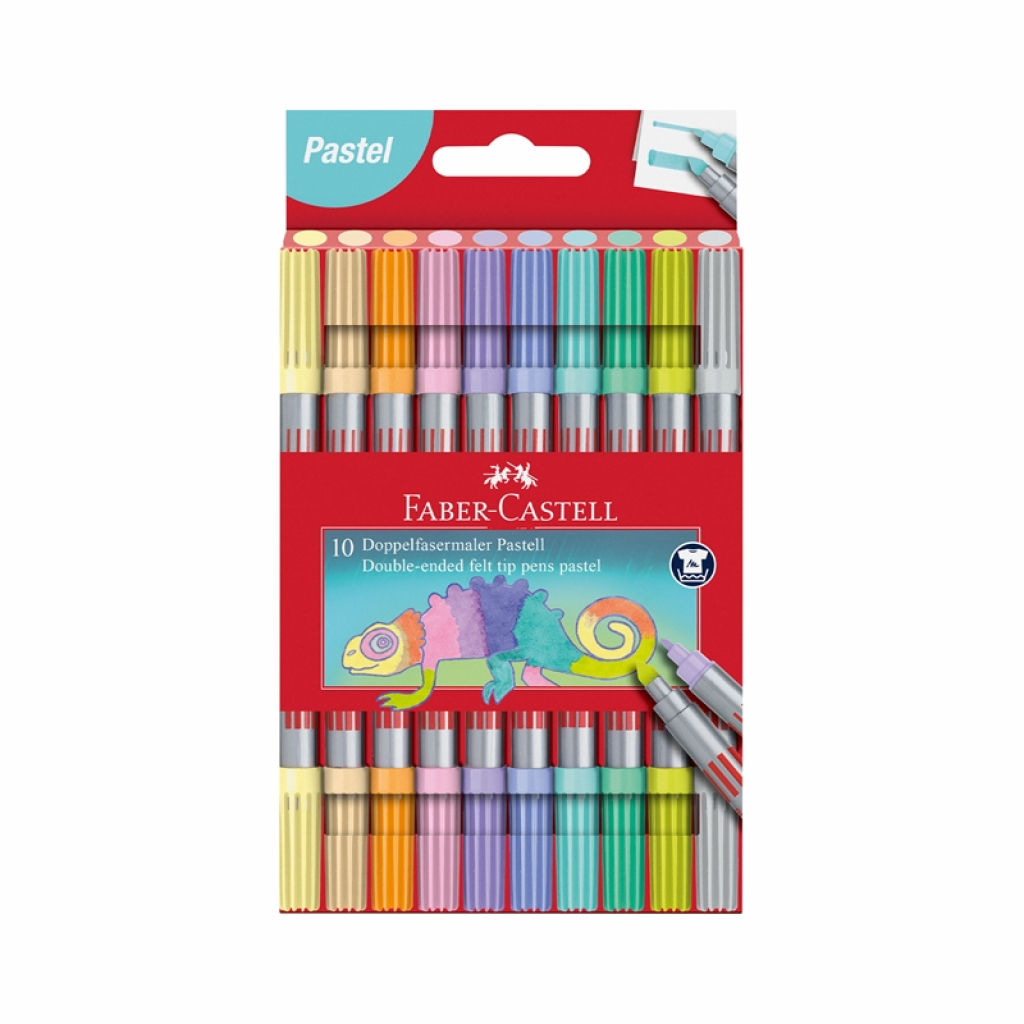 Faber-Castell Флумастери, двойни, 10 пастелни цвятана ниска цена с бърза доставка - BestPC.BG
