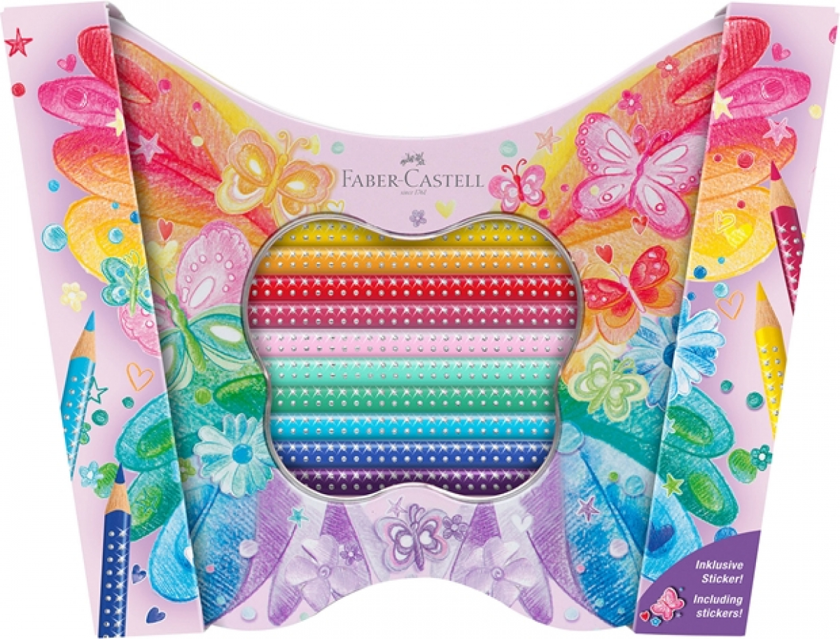 Faber-Castell Цветни моливи Sparkle, кутия - пеперуда, 20 цвятана ниска цена с бърза доставка - BestPC.BG