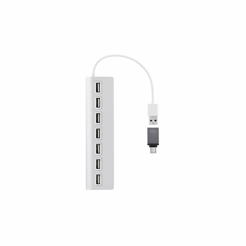 TNB USB Хъб, 7 порта, USB Type-A, с адаптер USB Type-C, бялна ниска цена с бърза доставка - BestPC.BG