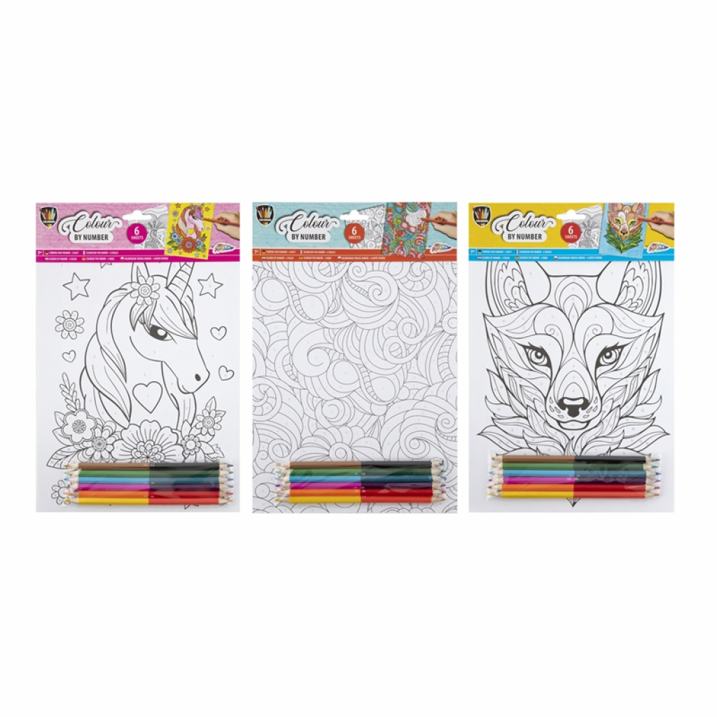 Moxy Рисуване по номера, асорти, А4, с 6 молива, 6 листа, 48 брояна ниска цена с бърза доставка - BestPC.BG