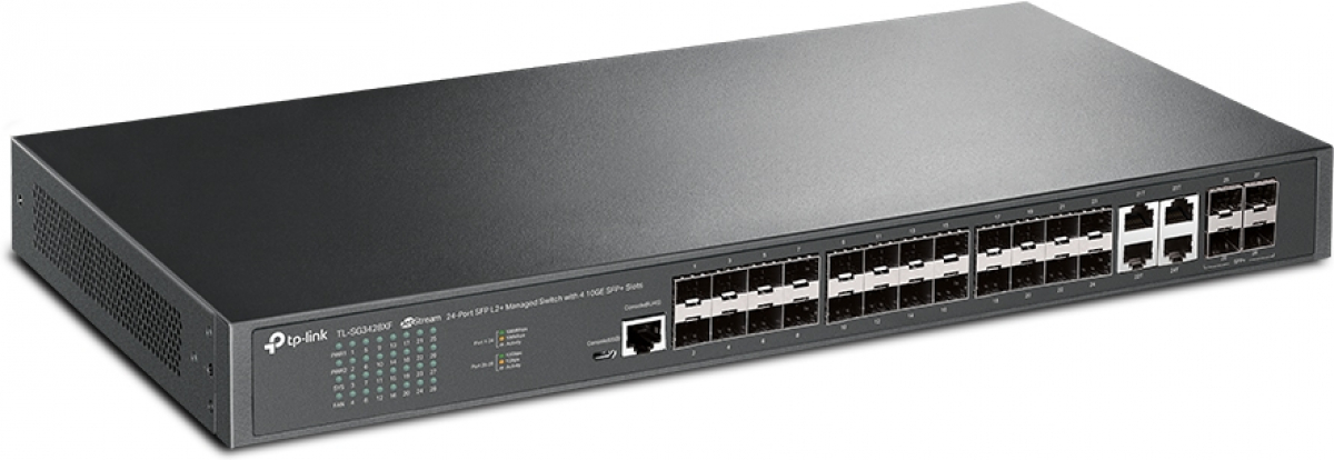 Комутатор/Суич TP-Link JetStream TL-SG3428XF 24-портов SFP L2+ управляем с 4 SFP+ слотана ниска цена с бърза доставка - BestPC.BG