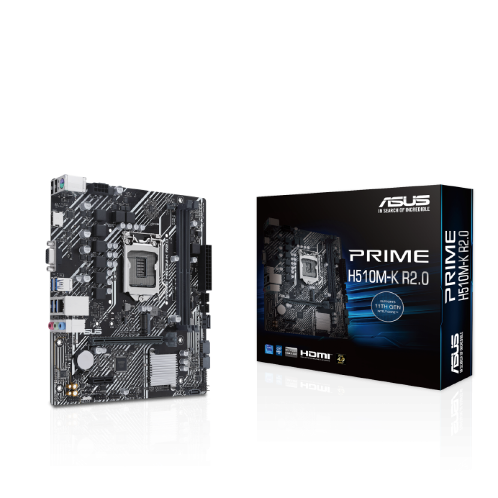 Дънна платка ASUS PRIME H510M-K R2.0, LGA1200, 2х DDR4 2933 MHz, Micro ATXна ниска цена с бърза доставка - BestPC.BG