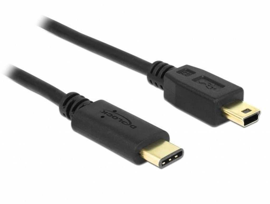 Кабел DeLock, USB-C мъжко - USB-B мъжко, USB 2.0, 0.5 м, Черенна ниска цена с бърза доставка - BestPC.BG