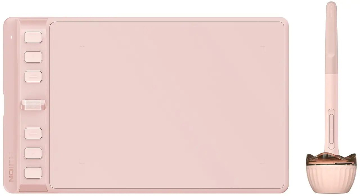 Графичен таблет HUION Inspiroy 2 S, 5080 lpi, 8192 нива, USB Type-C, 6 бутона, Скрол, розовна ниска цена с бърза доставка - BestPC.BG