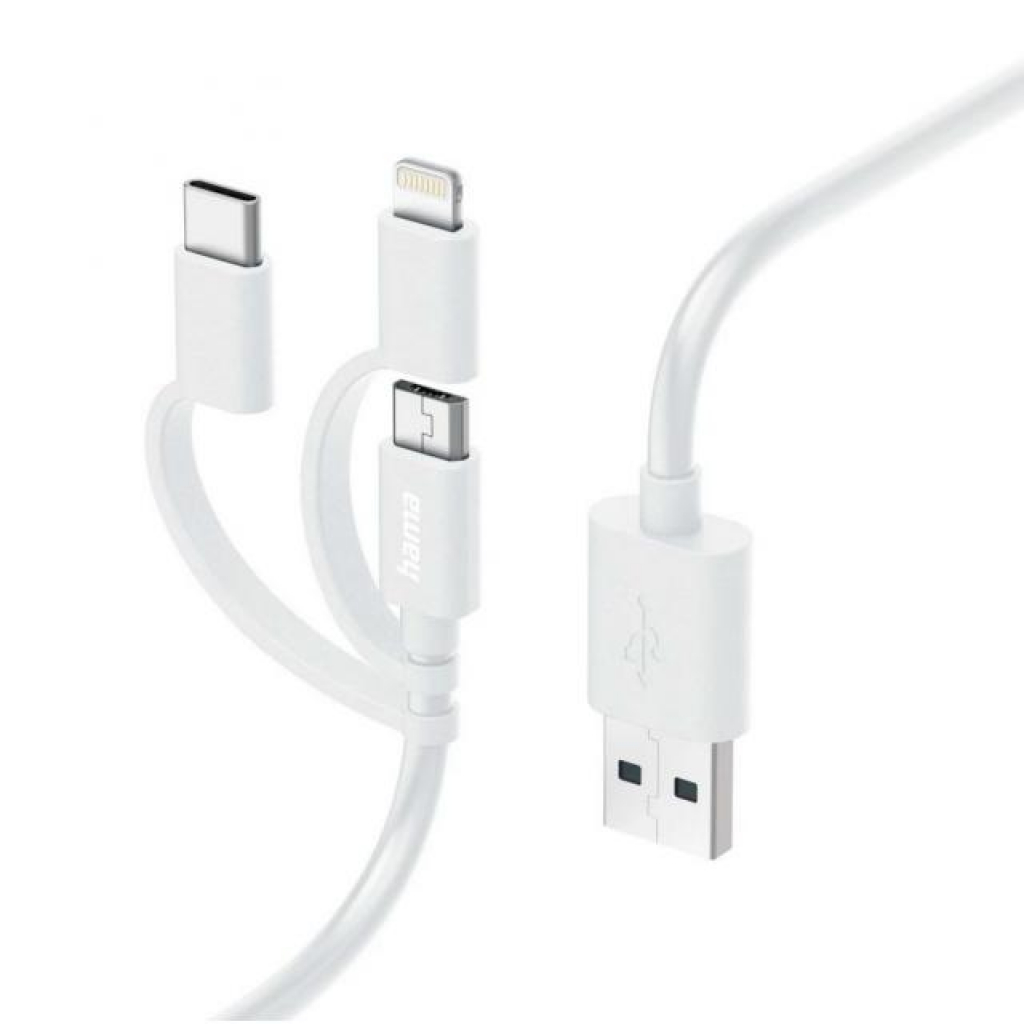 Кабел HAMA 3 в 1, USB-A - Micro-USB, USB-C и Lightning, 201535на ниска цена с бърза доставка - BestPC.BG
