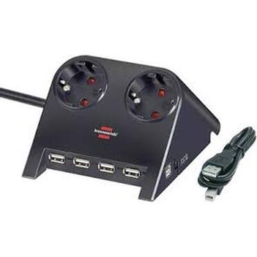 Контакт Разклонител 2 x 2P+E с USB хъб и кабел 1.8 m Черен - Brennenstuhl Desktop-Power BS1153500122на ниска цена с бърза доставка - BestPC.BG