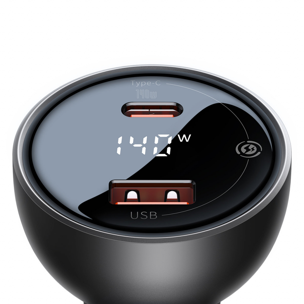 Принадлежност за смартфон Зарядно за кола Baseus Digital Display 140W USB-A - USB-C + USB-C, 5A 240W, 1мна ниска цена с бърза доставка - BestPC.BG