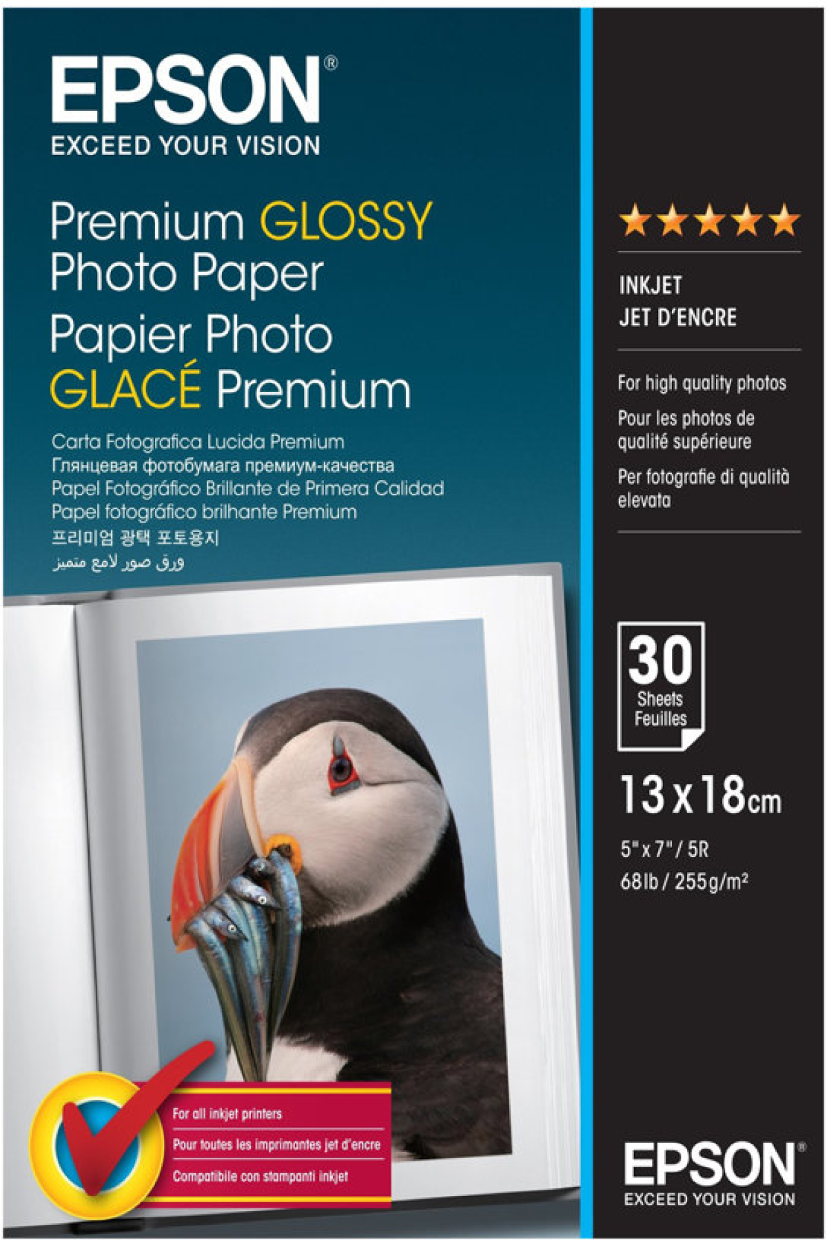 Хартия за принтер EPSON S042154 Premium glossy photo paper inkjet 255g-m2 130x180mm, 30 sheetsна ниска цена с бърза доставка - BestPC.BG