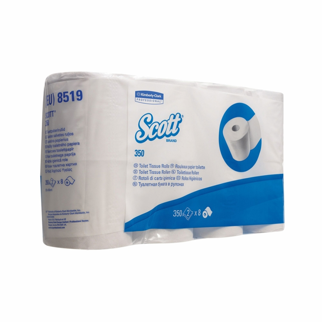 Продукт Kimberly-Clark Тоалетна хартия Scott Essential 8519, 12 х 9.3 cm, 350 къса, 8 брояна ниска цена с бърза доставка - BestPC.BG