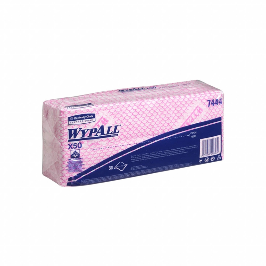 Почистващ продукт Kimberly-Clark Кърпа WypAll X50 7444, 41.8 х 24.7 cm, червена, 50 брояна ниска цена с бърза доставка - BestPC.BG