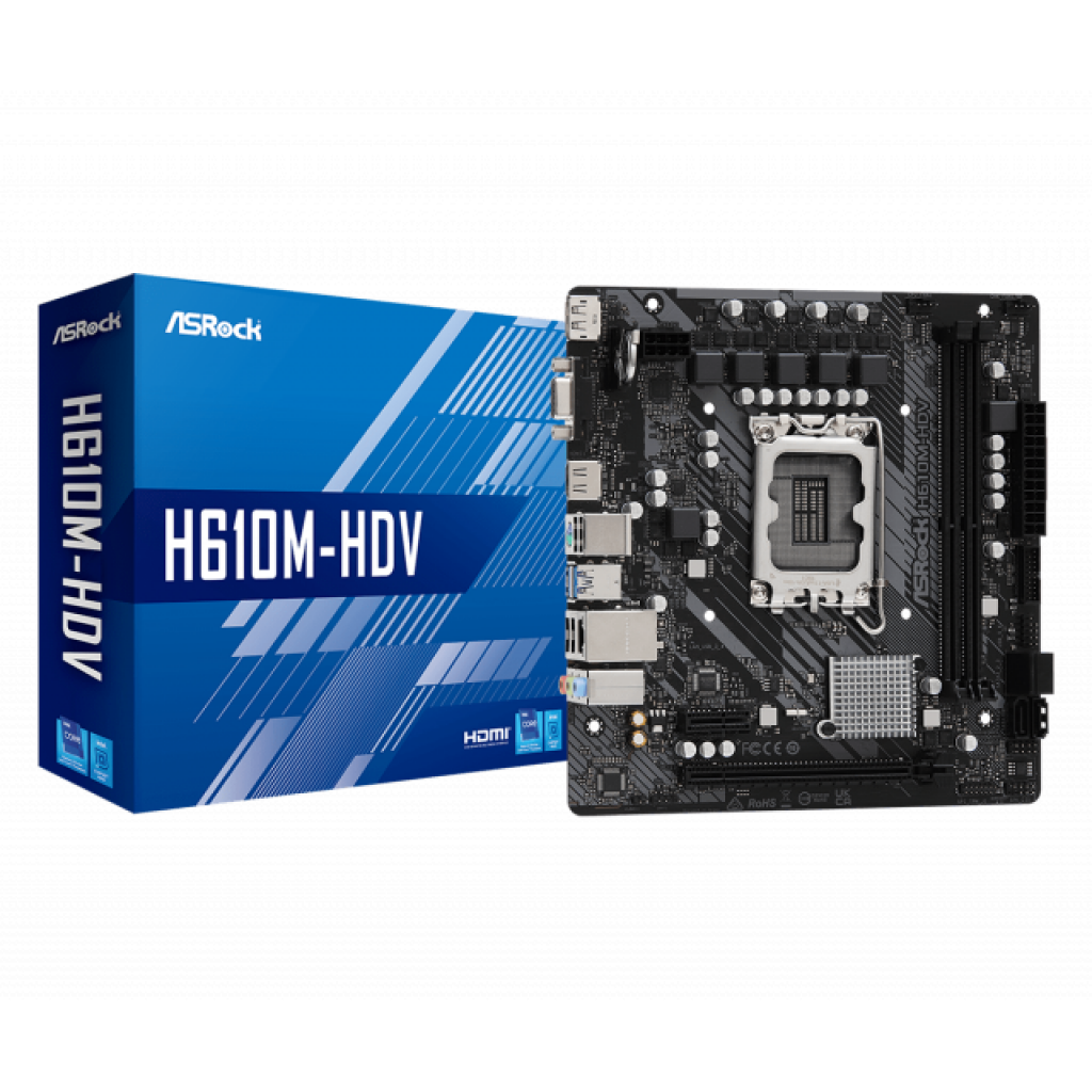 Дънна платка Asrock H610M-HDV, LGA1700, DDR4, mATXна ниска цена с бърза доставка - BestPC.BG