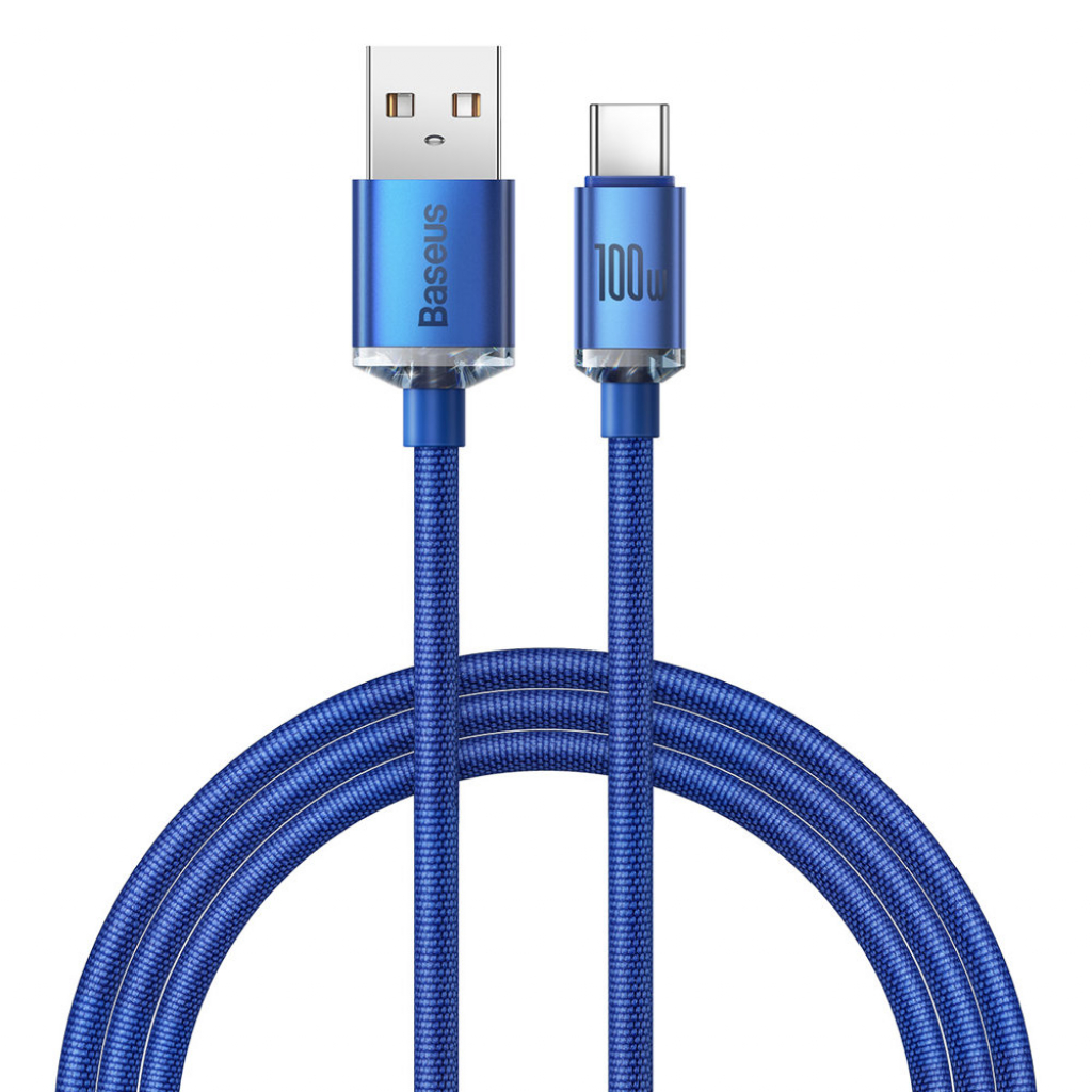 Кабел/адаптер Baseus Crystal Shine, USB Type A към USB Type-C, 100W, 480 Mbps, 1.2м, 5 A, 20 V, Cинна ниска цена с бърза доставка - BestPC.BG
