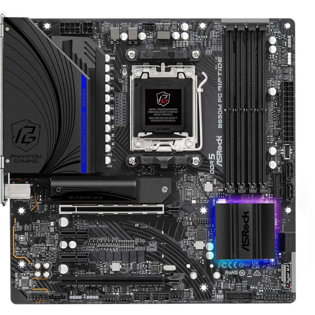 Дънна платка ASROCK B650M PG RIPTIDE, AM5, 4x DDR5 6200MHz, Micro ATXна ниска цена с бърза доставка - BestPC.BG