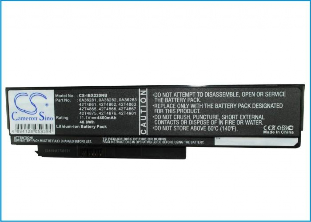 Батерия за лаптоп LENOVO Thinkpad X220, X230 42T4862 11,1V 4400mAh CAMERON SINOна ниска цена с бърза доставка - BestPC.BG