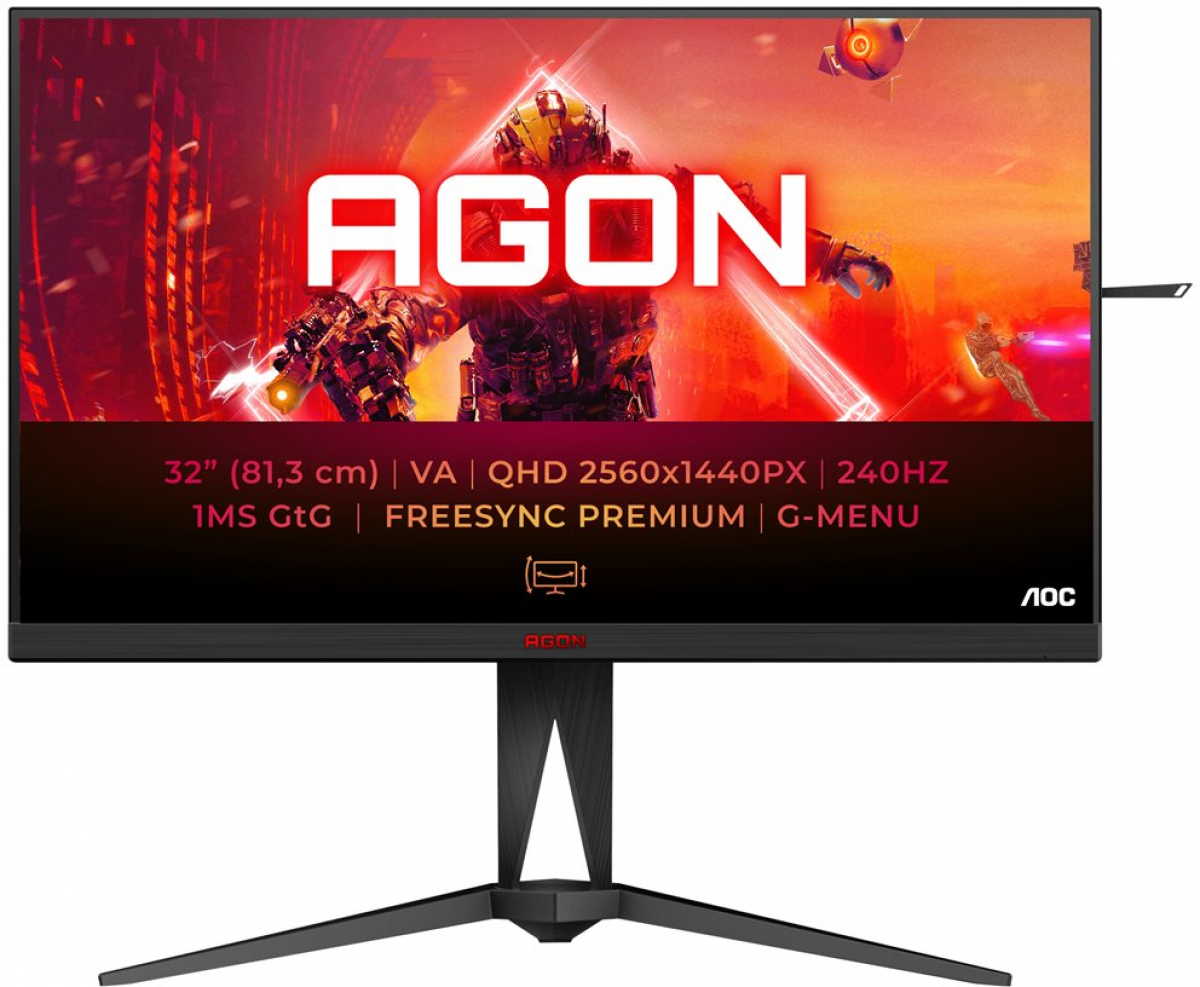 Монитор AOC AG325QZN-EU 31.5" 2560 x 1440 QHD, LED, VA, 5ms, 240Hz, 2x HDMI, 2x DPна ниска цена с бърза доставка - BestPC.BG