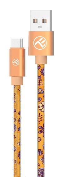 Tellur Graffiti кабел за данни, USB-A - USB-C, 3A, 1 м, оранжевна ниска цена с бърза доставка - BestPC.BG