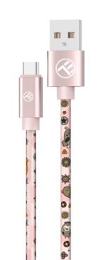 Tellur Graffiti кабел за данни, USB-A - USB-C, 3A, 1 м, розовна ниска цена с бърза доставка - BestPC.BG