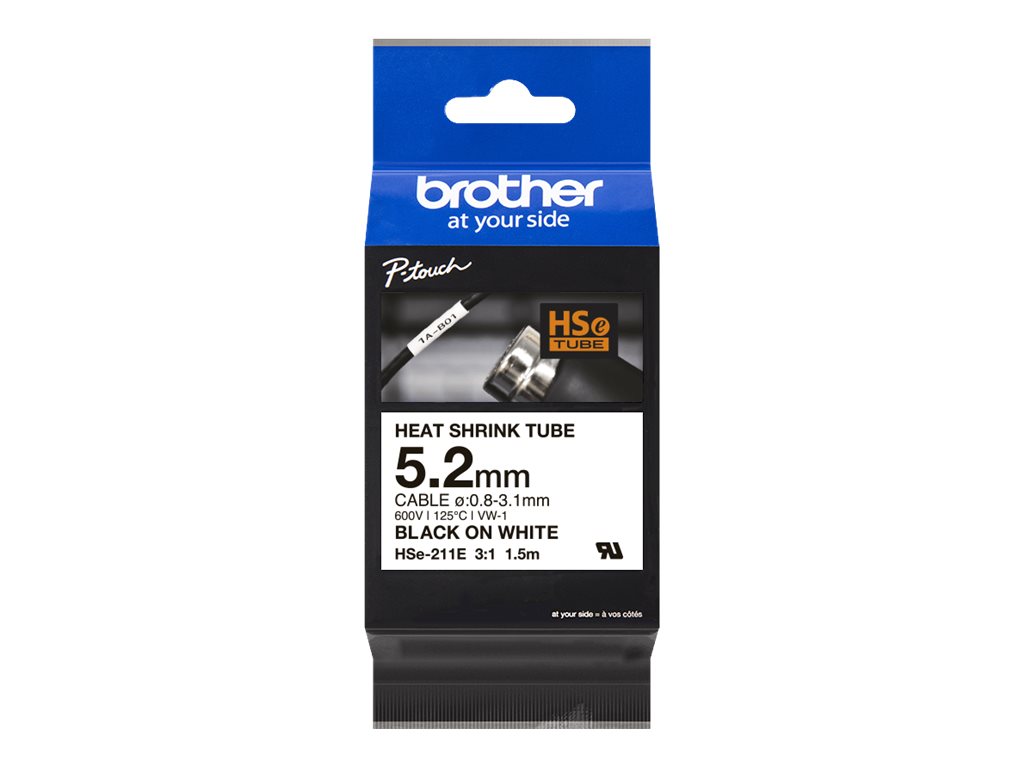 Касета за етикетен принтер BROTHER Heat Shrink Tube Black on White 5.2mmна ниска цена с бърза доставка - BestPC.BG
